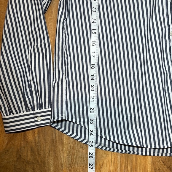 J. Crew Navy Blue and White, Tie Front Blouse - Picture 8 of 9